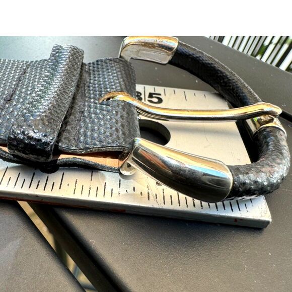 Vintage Cipriani Black 100% Snakeskin Exotic Leather Belt Size M Crescent Buckle main image 7